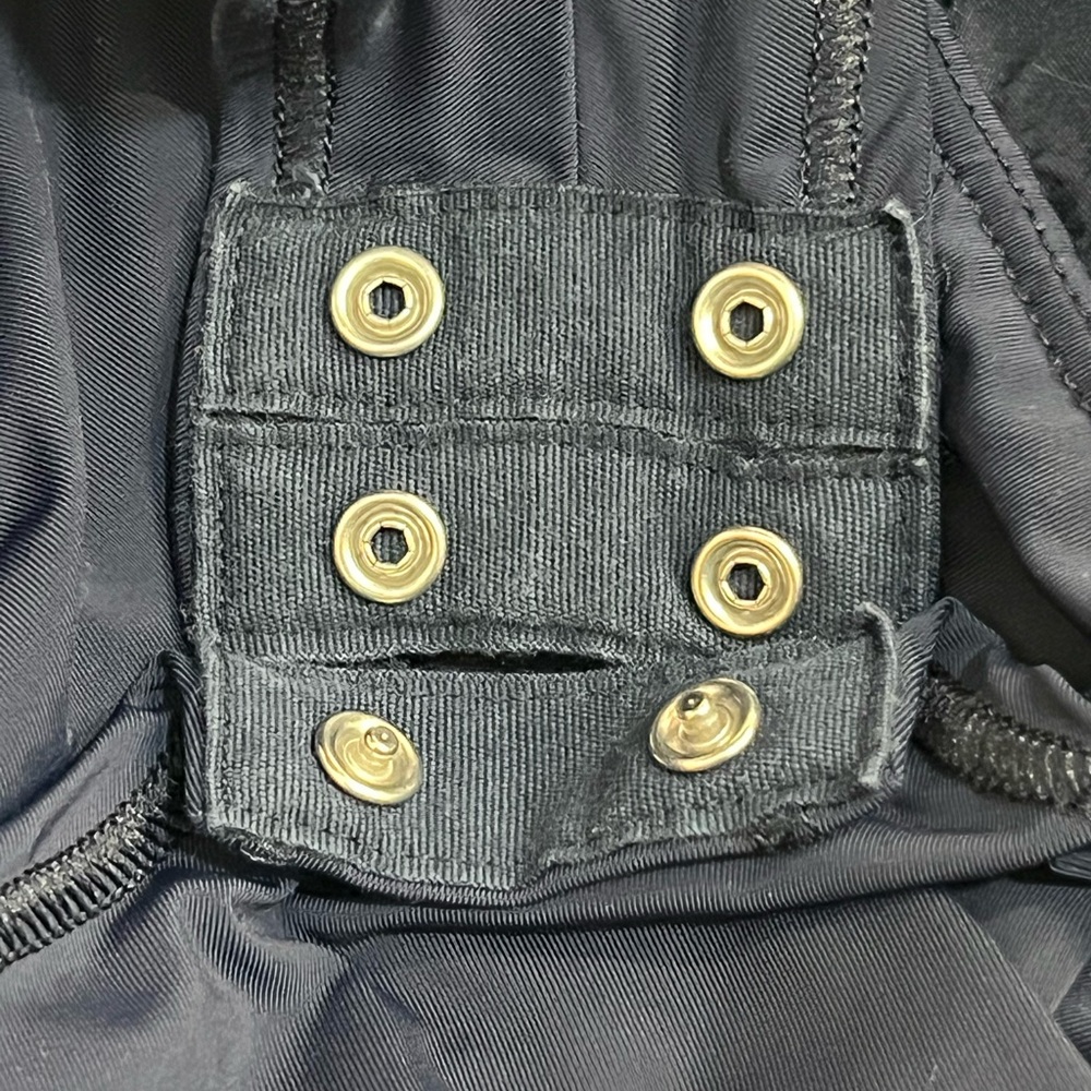 J.Crew Navy Button-Front Bodysuit Size 6 Band Collar Mixed Media Stretch Bottom - Picture 11 of 11